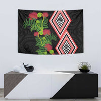 Aotearoa Tukutuku Motif Tapestry Pohutukawa and Fern Leaves
