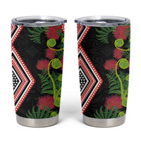 Aotearoa Tukutuku Motif Tumbler Cup Pohutukawa and Fern Leaves