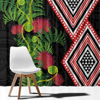 Aotearoa Tukutuku Motif Window Curtain Pohutukawa and Fern Leaves