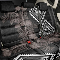 Aotearoa Tukutuku Motif Back Car Seat Cover Pohutukawa and Fern Leaves Grayscale Color