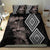 Aotearoa Tukutuku Motif Bedding Set Pohutukawa and Fern Leaves Grayscale Color