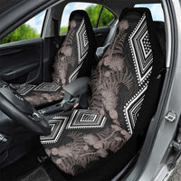 Aotearoa Tukutuku Motif Car Seat Cover Pohutukawa and Fern Leaves Grayscale Color