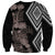 Aotearoa Tukutuku Motif Sweatshirt Pohutukawa and Fern Leaves Grayscale Color