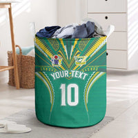 Custom Cook Islands Rugby Laundry Basket Tatau Art Sport Style Green Color