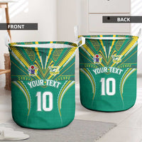 Custom Cook Islands Rugby Laundry Basket Tatau Art Sport Style Green Color