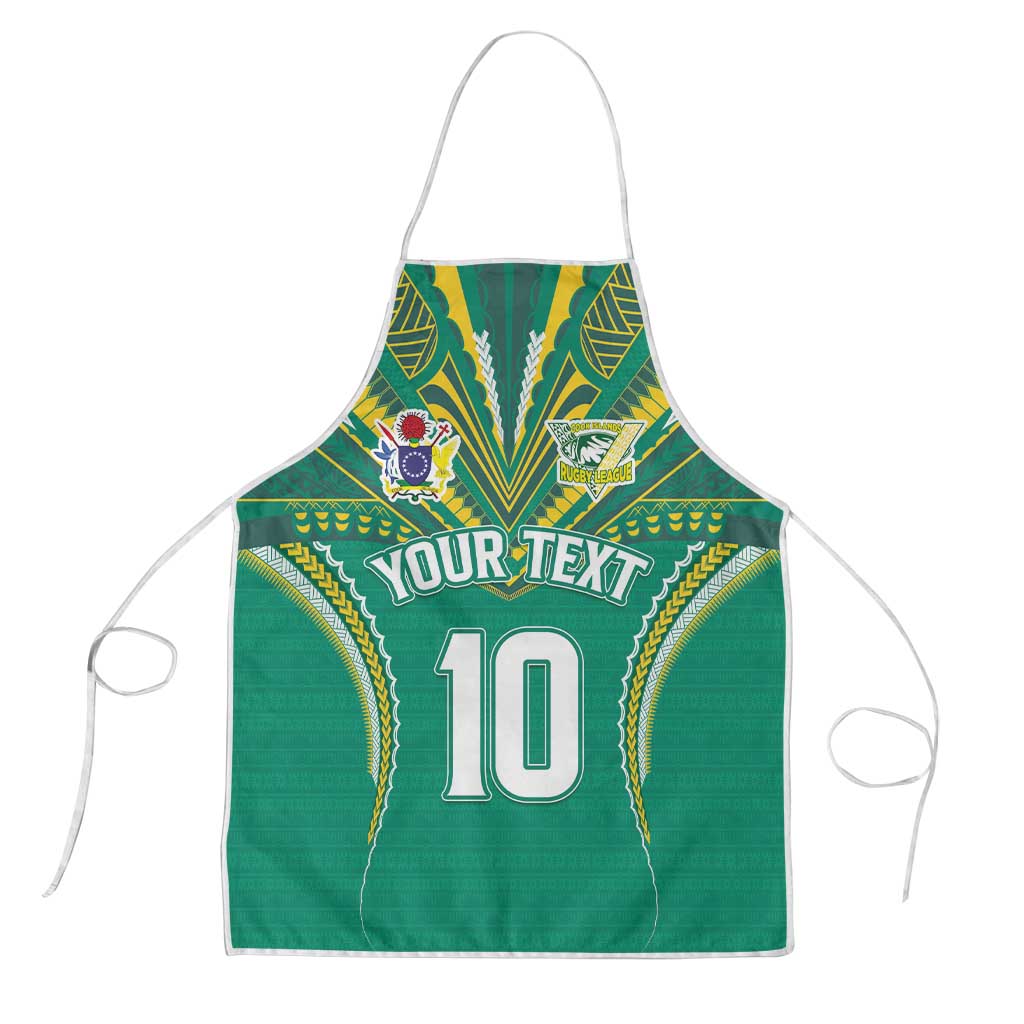 Custom Cook Islands Rugby Apron Tatau Art Sport Style Green Color