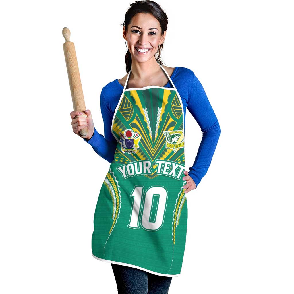 Custom Cook Islands Rugby Apron Tatau Art Sport Style Green Color