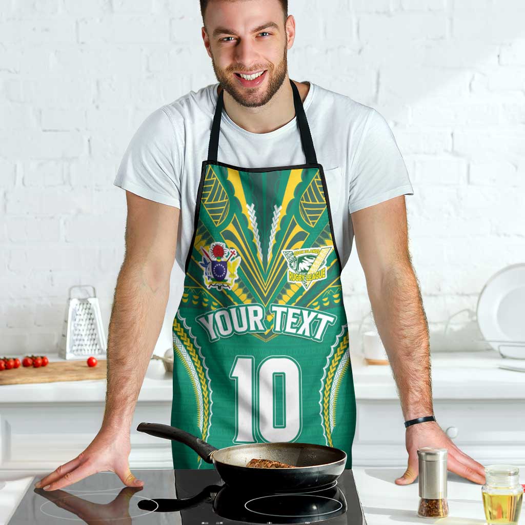 Custom Cook Islands Rugby Apron Tatau Art Sport Style Green Color