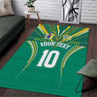 Custom Cook Islands Rugby Area Rug Tatau Art Sport Style Green Color