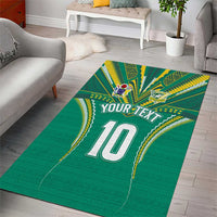 Custom Cook Islands Rugby Area Rug Tatau Art Sport Style Green Color