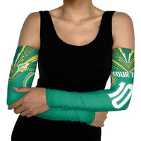 Custom Cook Islands Rugby Arm Sleeves Tatau Art Sport Style Green Color