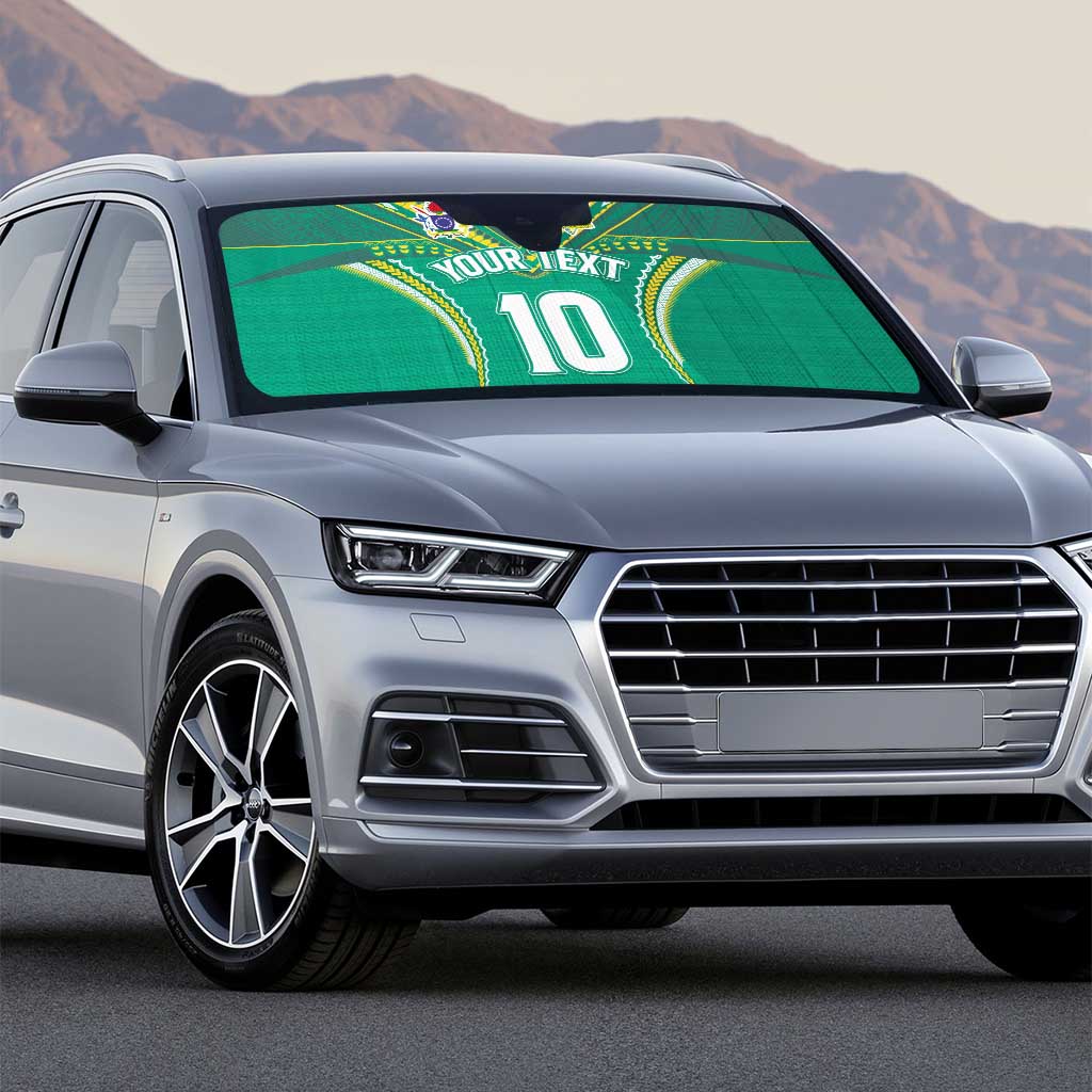 Custom Cook Islands Rugby Auto Sun Shade Tatau Art Sport Style Green Color