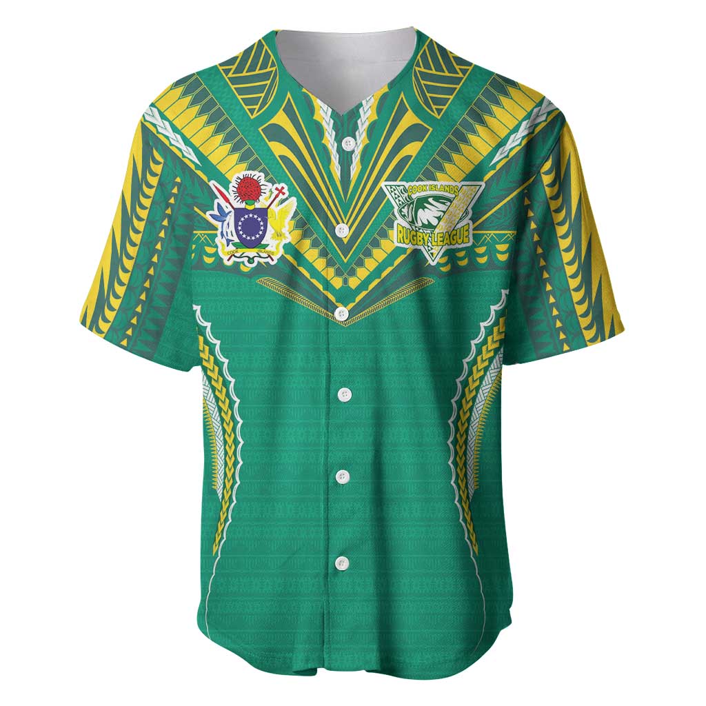 Custom Cook Islands Rugby Baseball Jersey Tatau Art Sport Style Green Color