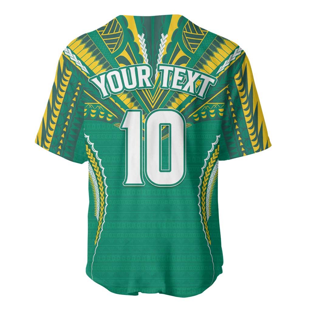 Custom Cook Islands Rugby Baseball Jersey Tatau Art Sport Style Green Color