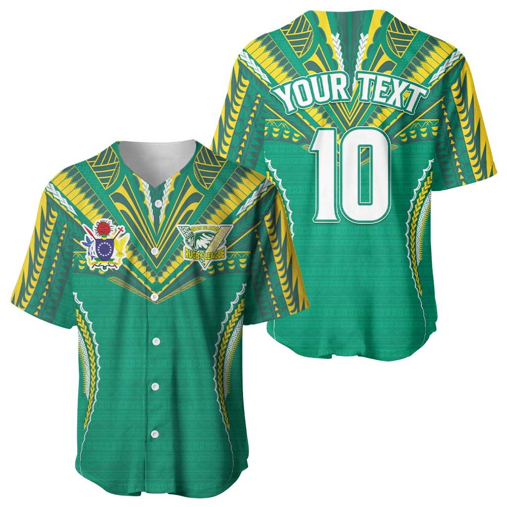 Custom Cook Islands Rugby Baseball Jersey Tatau Art Sport Style Green Color