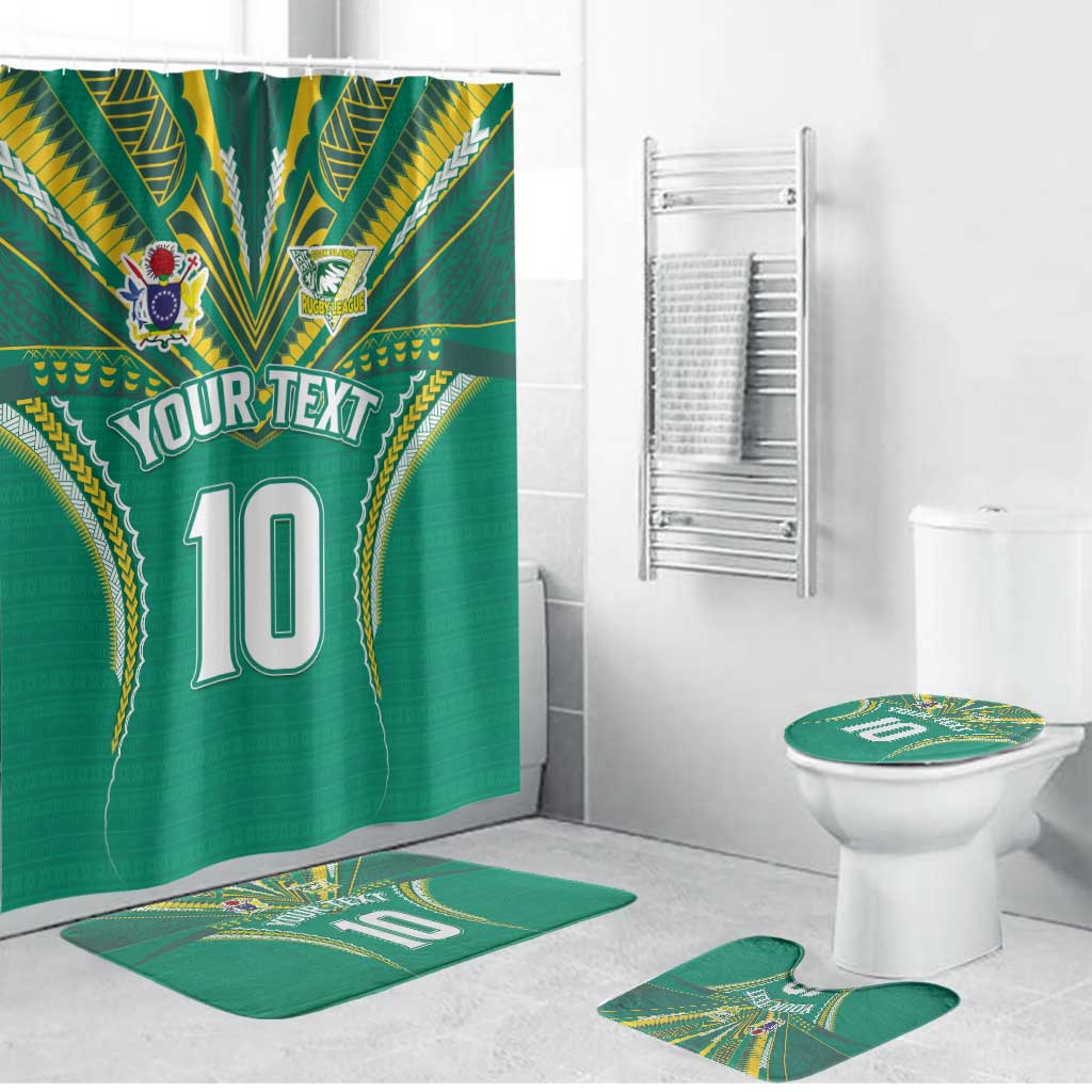 Custom Cook Islands Rugby Bathroom Set Tatau Art Sport Style Green Color
