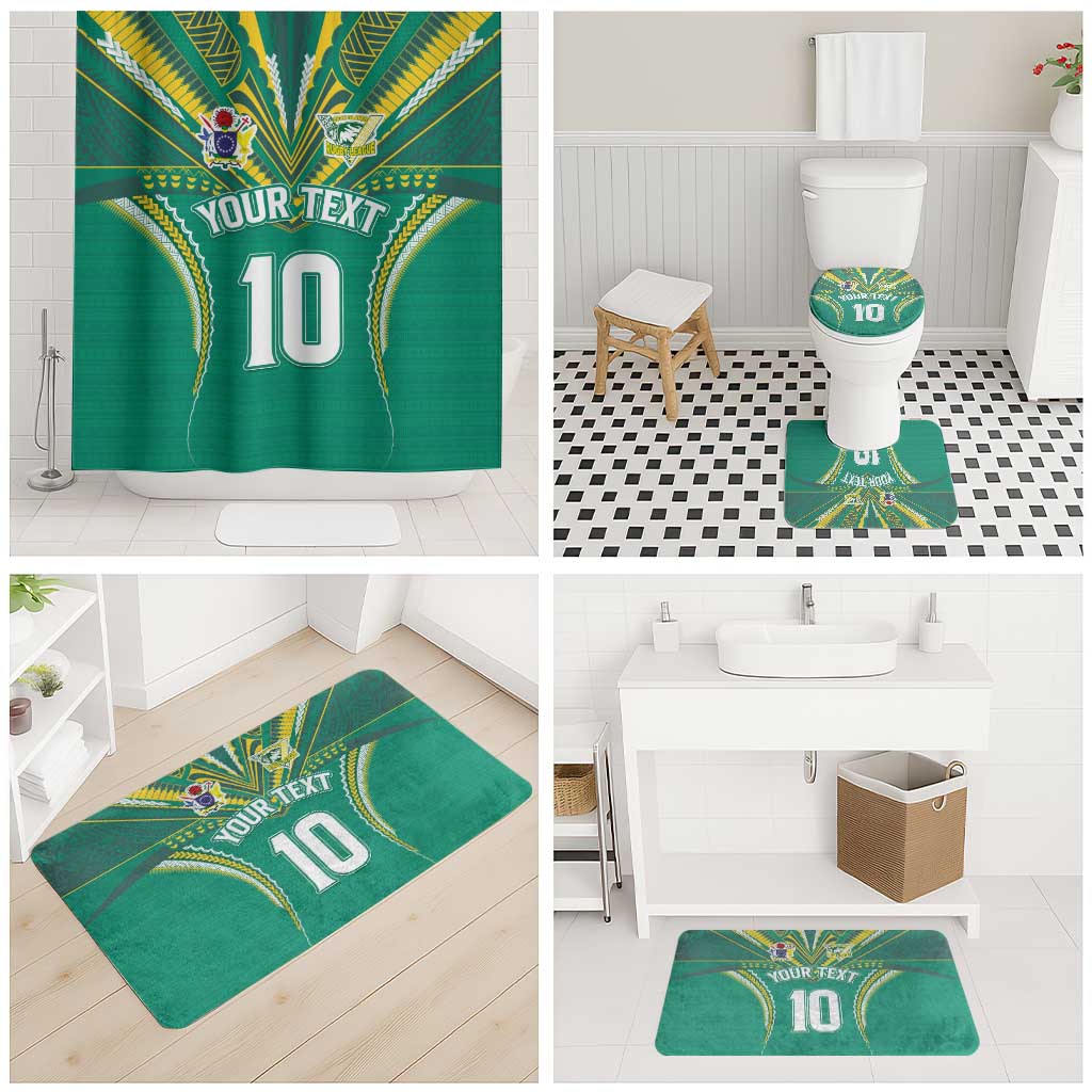 Custom Cook Islands Rugby Bathroom Set Tatau Art Sport Style Green Color
