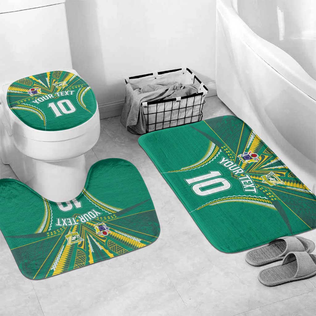 Custom Cook Islands Rugby Bathroom Set Tatau Art Sport Style Green Color