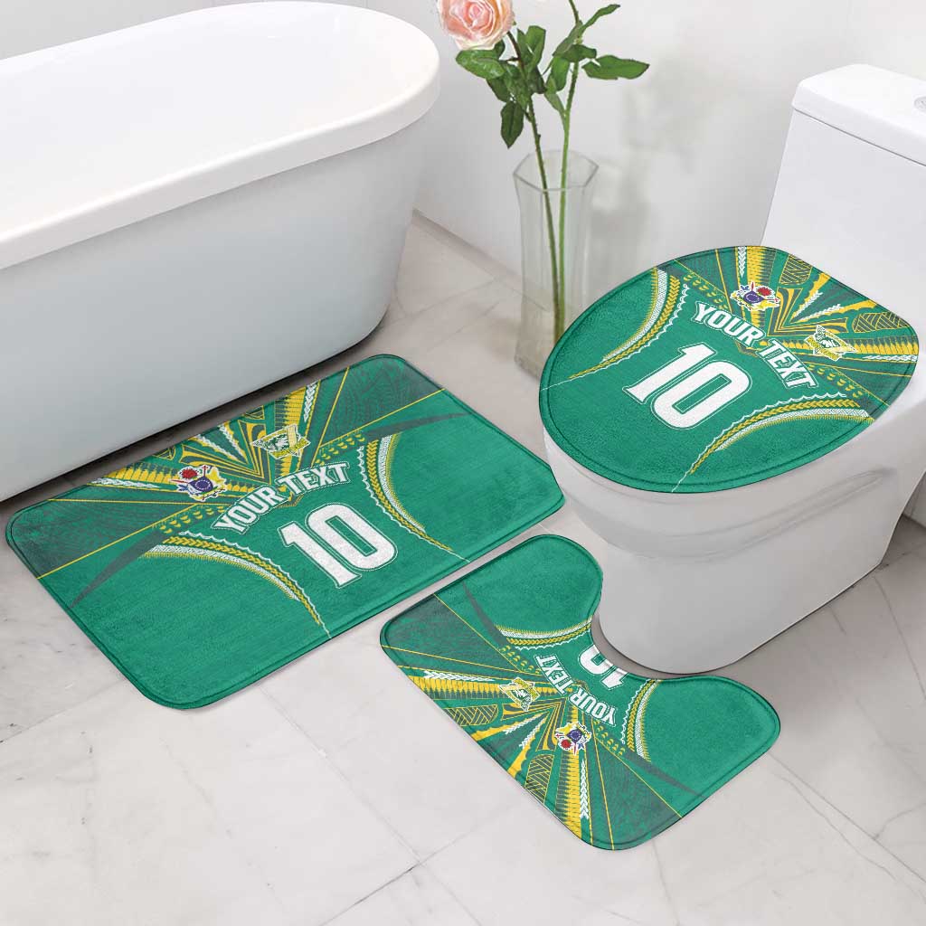 Custom Cook Islands Rugby Bathroom Set Tatau Art Sport Style Green Color
