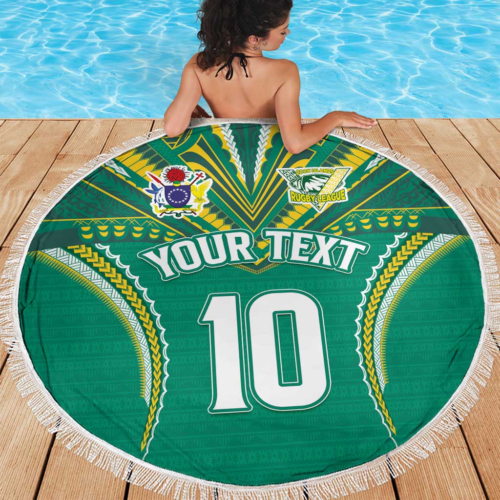 Custom Cook Islands Rugby Beach Blanket Tatau Art Sport Style Green Color