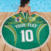 Custom Cook Islands Rugby Beach Blanket Tatau Art Sport Style Green Color