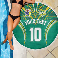 Custom Cook Islands Rugby Beach Blanket Tatau Art Sport Style Green Color