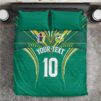 Custom Cook Islands Rugby Bedding Set Tatau Art Sport Style Green Color