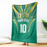 Custom Cook Islands Rugby Blanket Tatau Art Sport Style Green Color