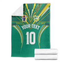 Custom Cook Islands Rugby Blanket Tatau Art Sport Style Green Color