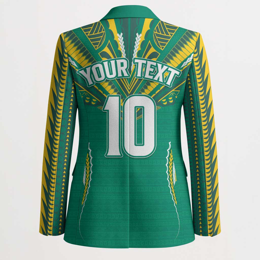 Custom Cook Islands Rugby Blazer Tatau Art Sport Style Green Color