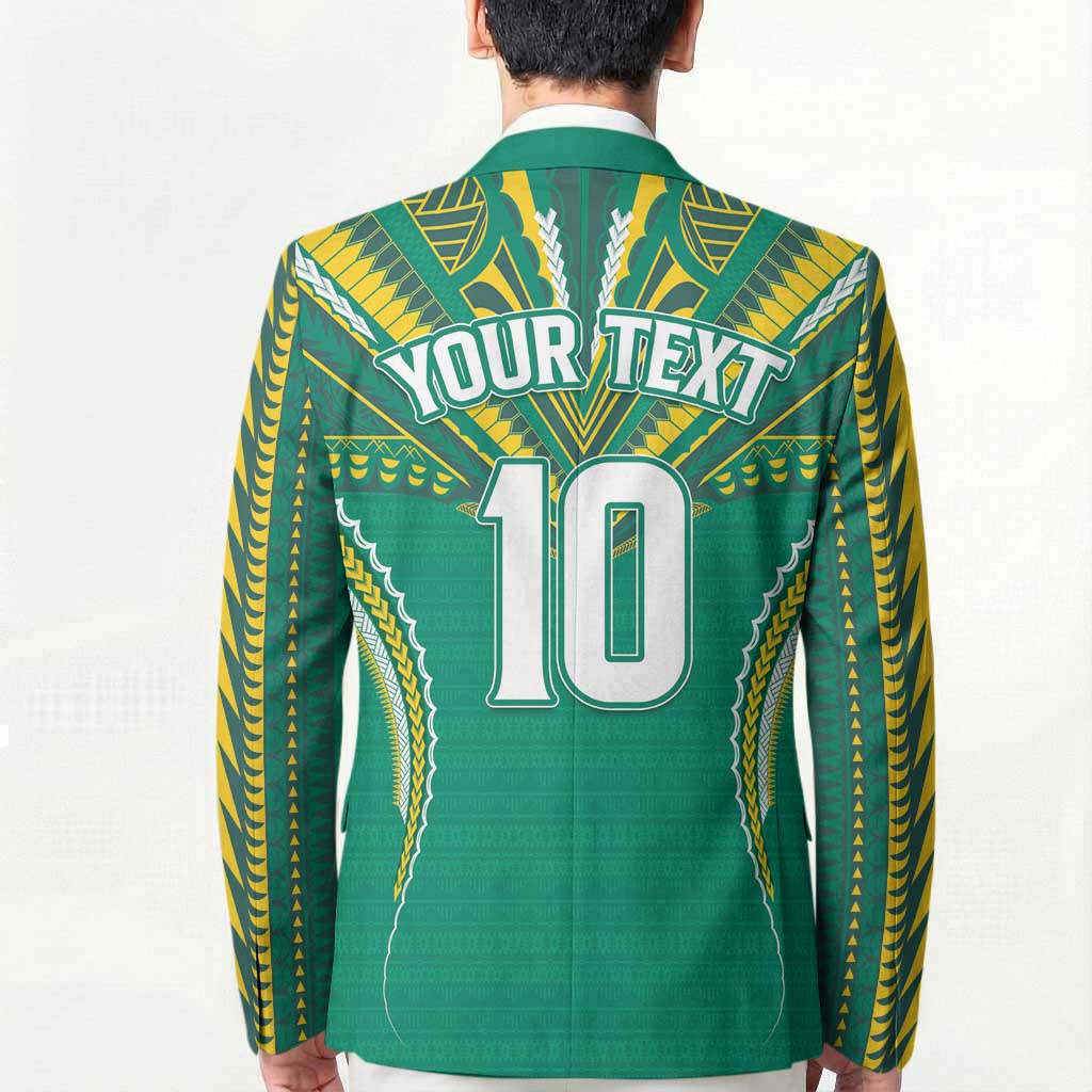 Custom Cook Islands Rugby Blazer Tatau Art Sport Style Green Color