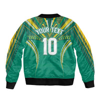 Custom Cook Islands Rugby Bomber Jacket Tatau Art Sport Style Green Color