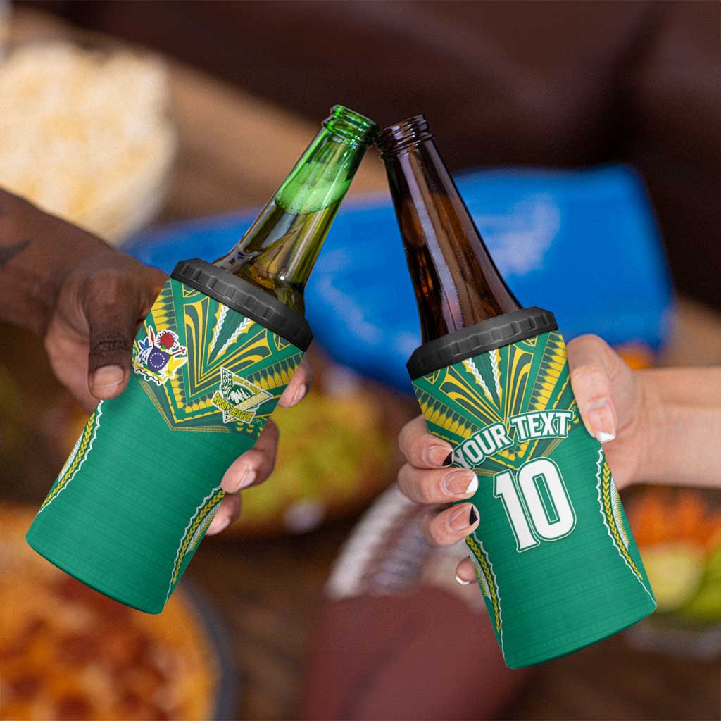 Custom Cook Islands Rugby 4 in 1 Can Cooler Tumbler Tatau Art Sport Style Green Color