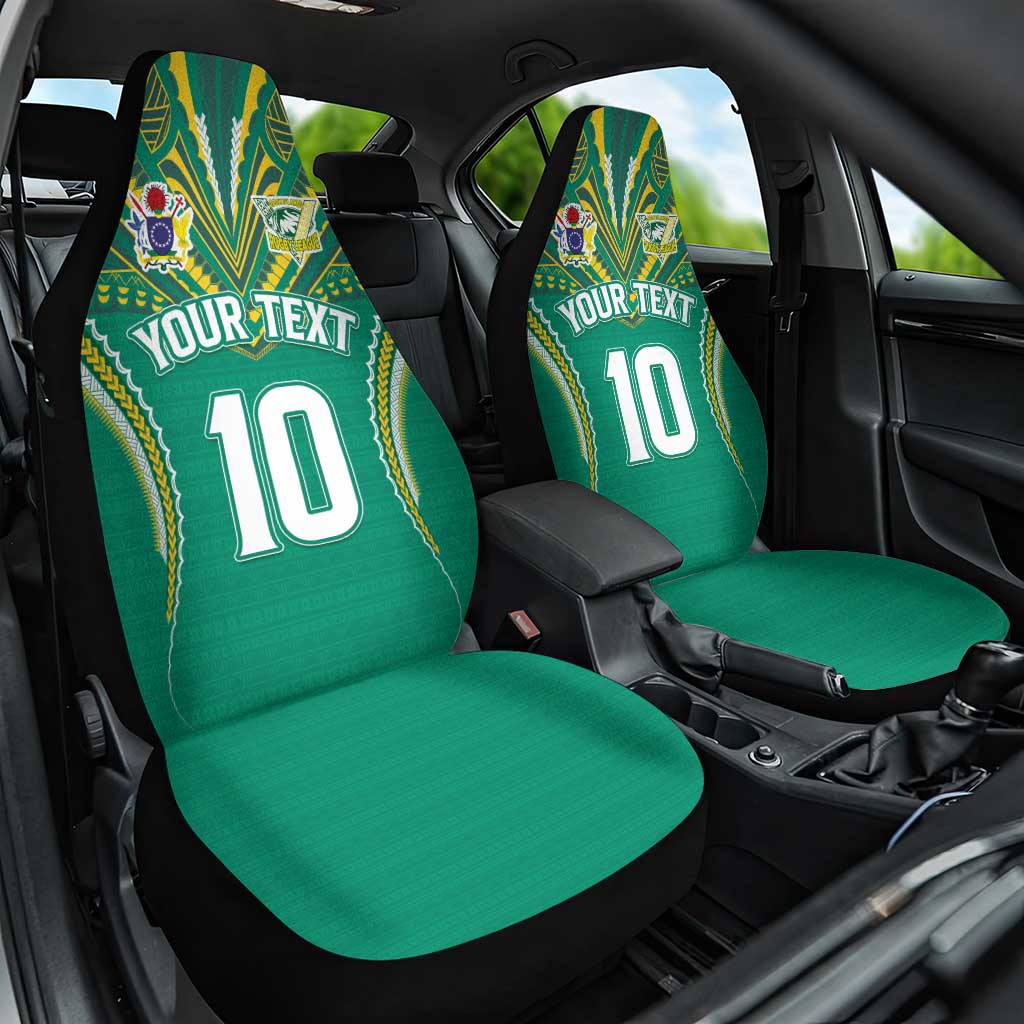 Custom Cook Islands Rugby Car Seat Cover Tatau Art Sport Style Green Color