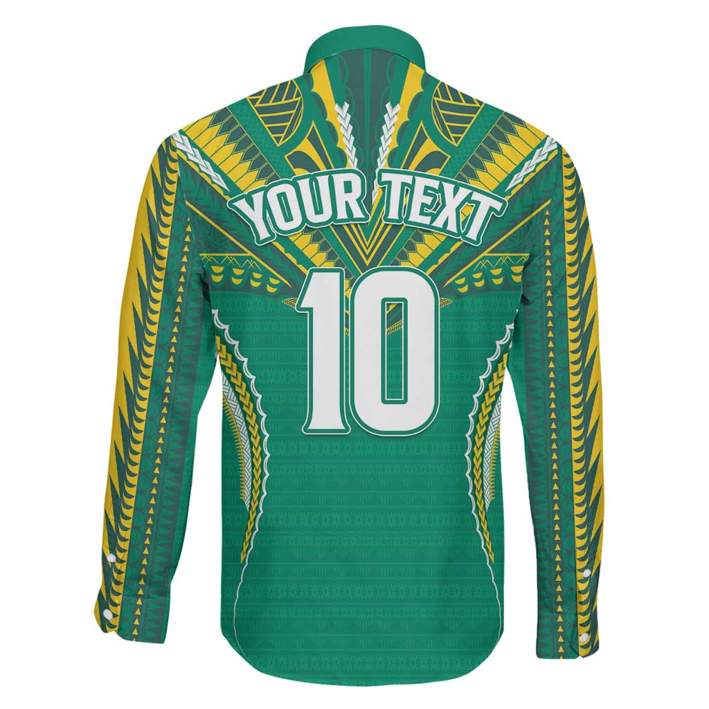 Custom Cook Islands Rugby Family Matching Puletasi and Hawaiian Shirt Tatau Art Sport Style Green Color