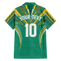Custom Cook Islands Rugby Hawaiian Shirt Tatau Art Sport Style Green Color