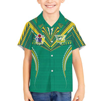 Custom Cook Islands Rugby Hawaiian Shirt Tatau Art Sport Style Green Color