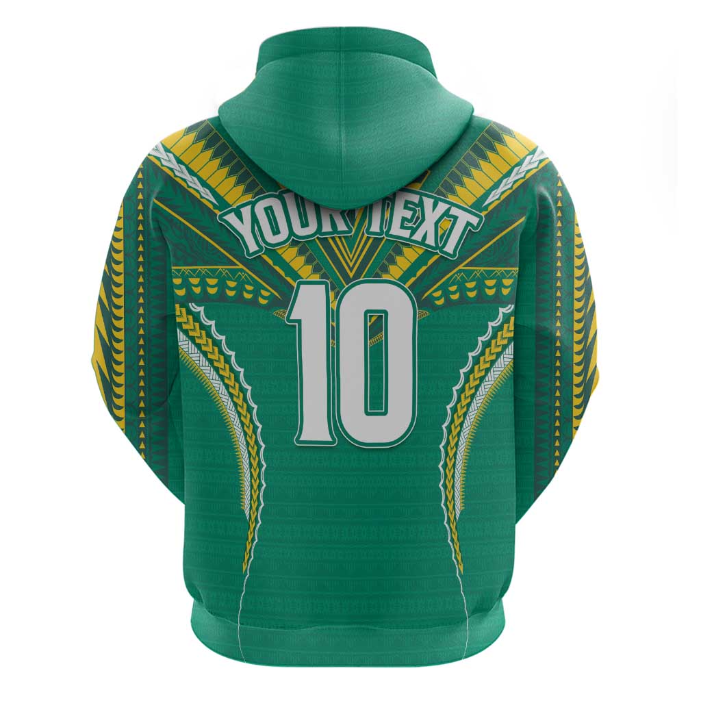 Custom Cook Islands Rugby Hoodie Tatau Art Sport Style Green Color