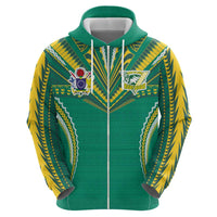 Custom Cook Islands Rugby Hoodie Tatau Art Sport Style Green Color