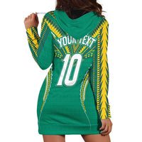 Custom Cook Islands Rugby Hoodie Dress Tatau Art Sport Style Green Color