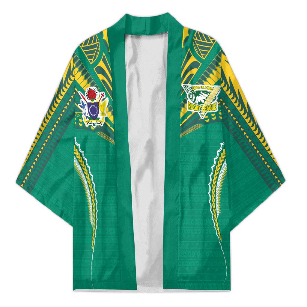 Custom Cook Islands Rugby Kimono Tatau Art Sport Style Green Color