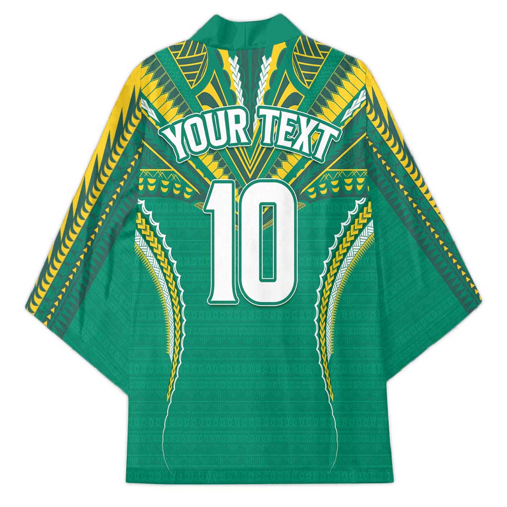 Custom Cook Islands Rugby Kimono Tatau Art Sport Style Green Color