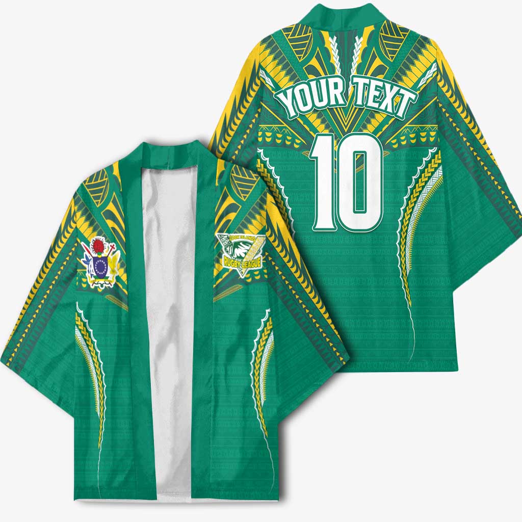 Custom Cook Islands Rugby Kimono Tatau Art Sport Style Green Color