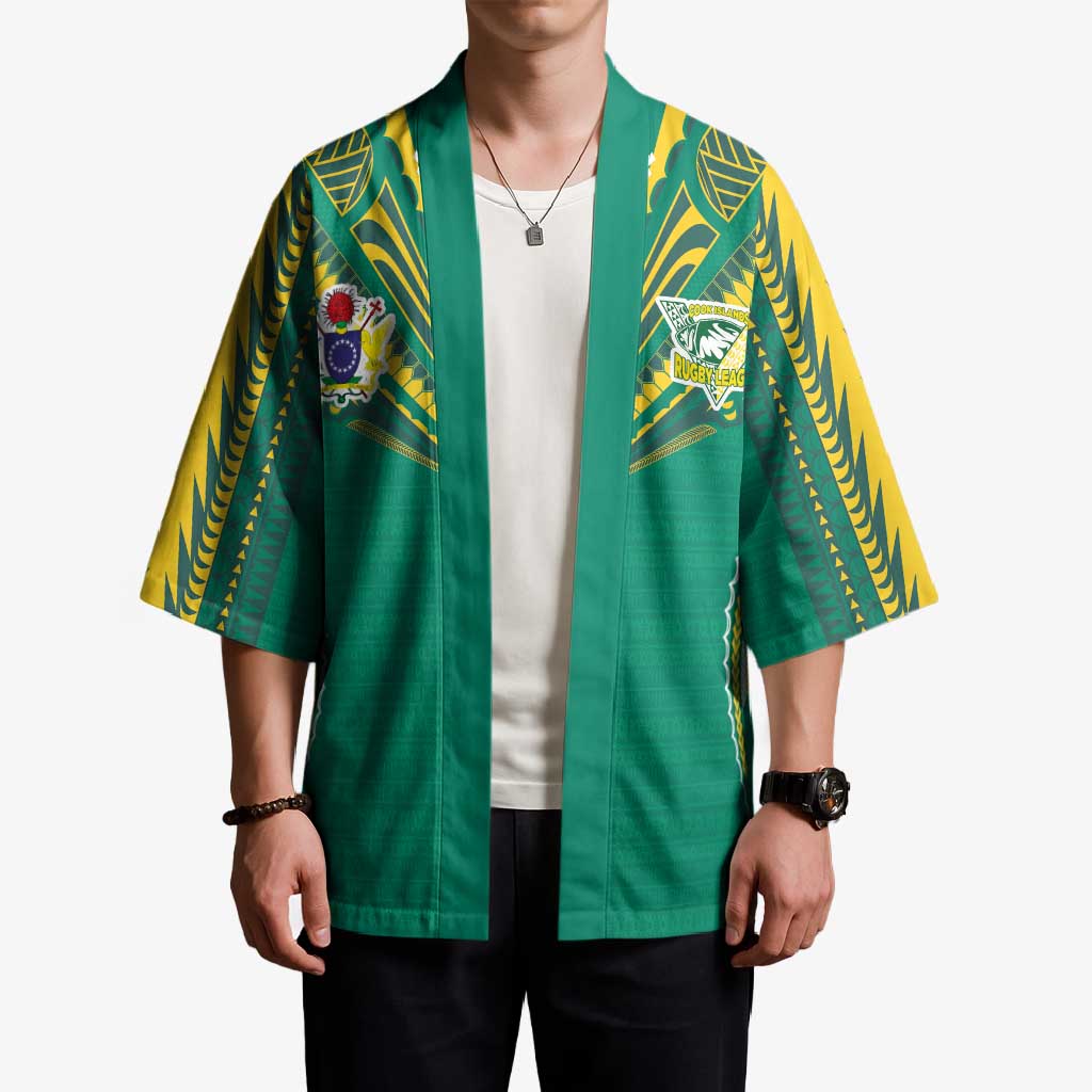 Custom Cook Islands Rugby Kimono Tatau Art Sport Style Green Color