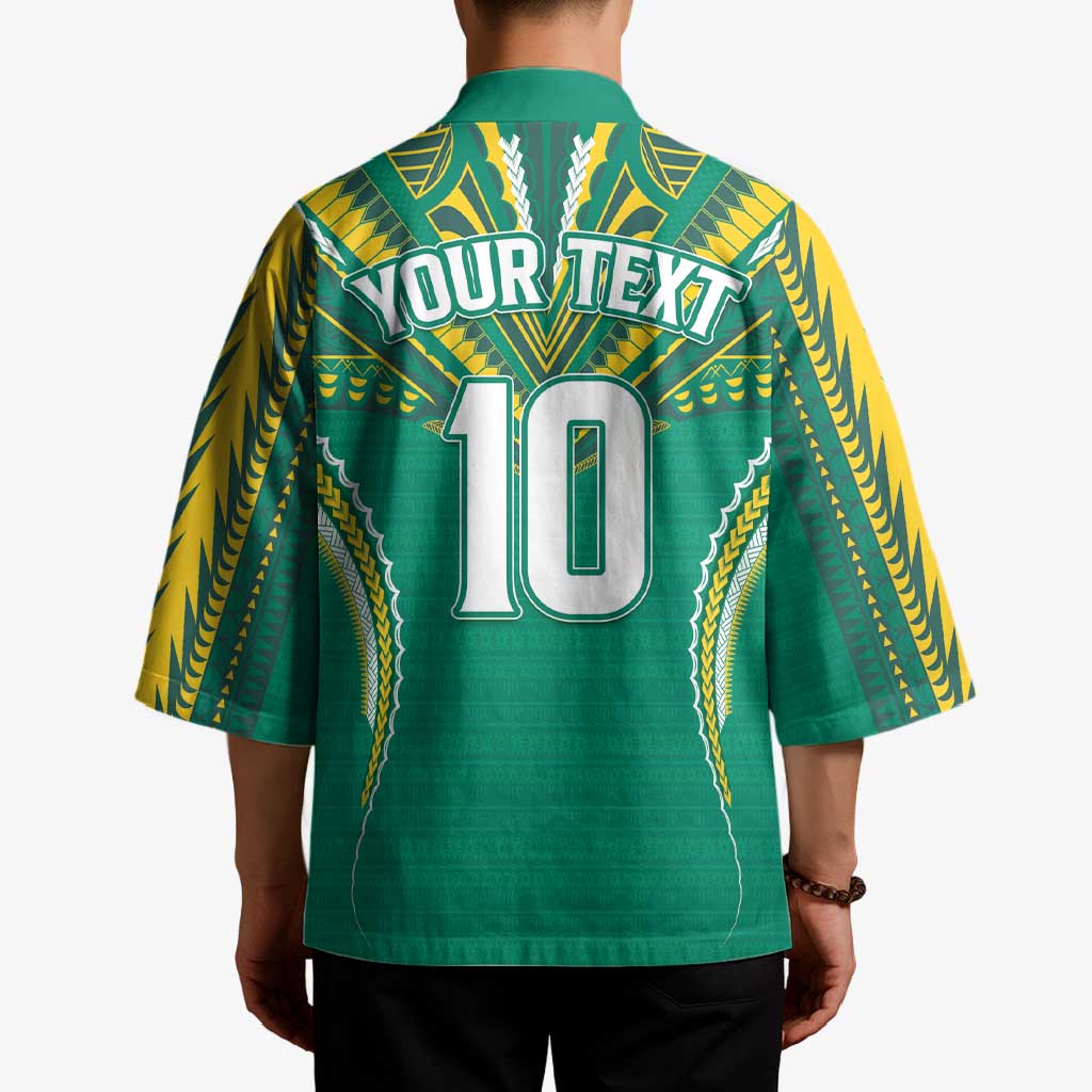 Custom Cook Islands Rugby Kimono Tatau Art Sport Style Green Color