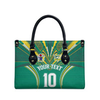 Custom Cook Islands Rugby Leather Bag Tatau Art Sport Style Green Color