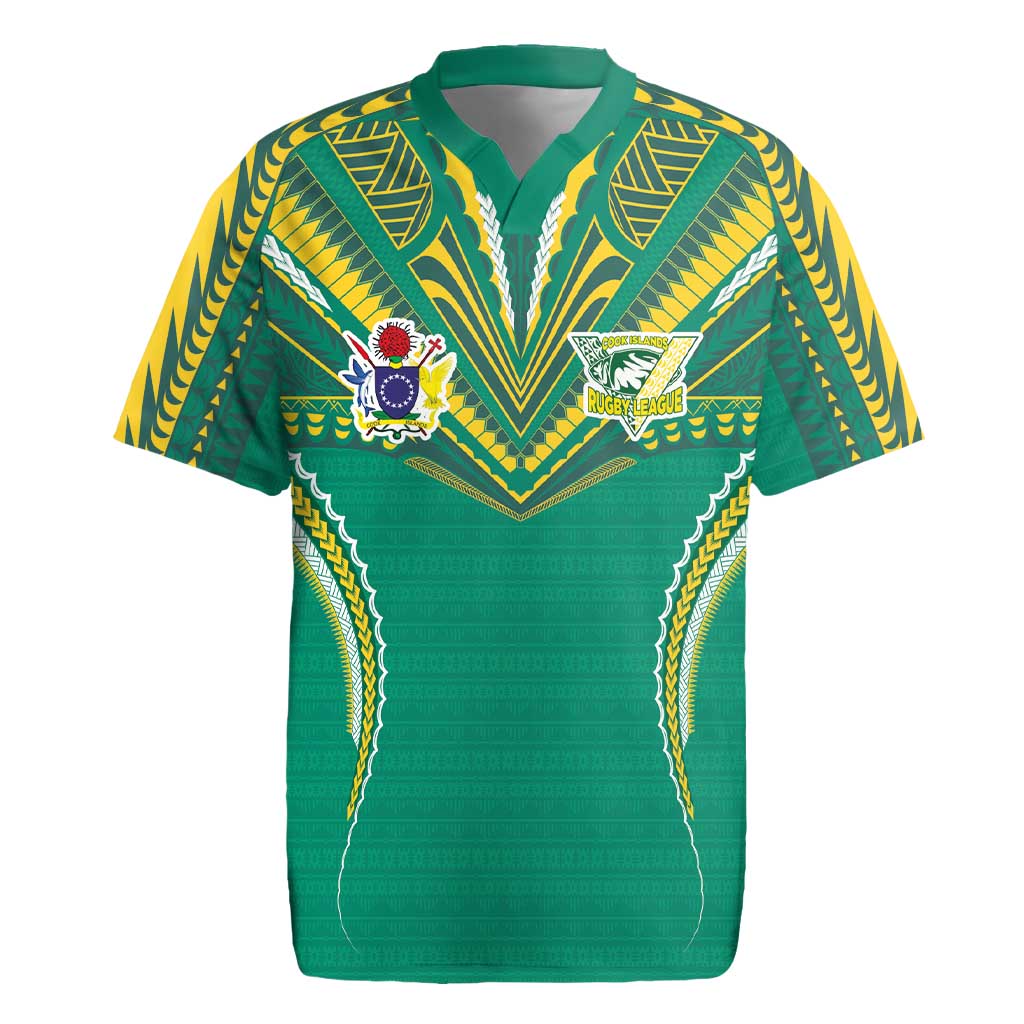 Custom Cook Islands Rugby Rugby Jersey Tatau Art Sport Style Green Color