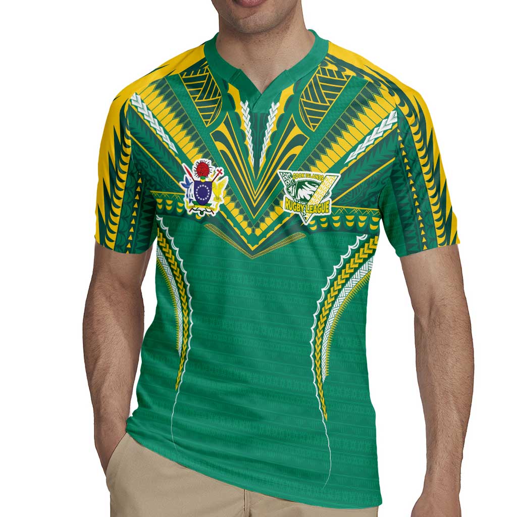 Custom Cook Islands Rugby Rugby Jersey Tatau Art Sport Style Green Color