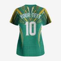 Custom Cook Islands Rugby Scrub Top Tatau Art Sport Style Green Color