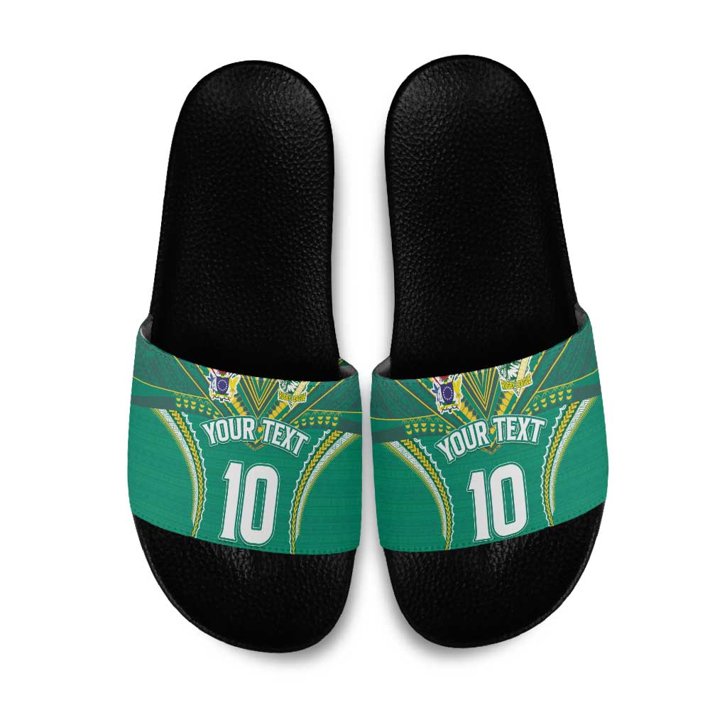 Custom Cook Islands Rugby Slide Sandals Tatau Art Sport Style Green Color